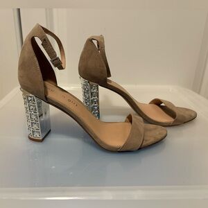 Madden Girl Tan and Silver Block Heel Sandals